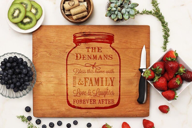 Mason jar Cutting Board, Personalized Cutting board, Custom Engraved Bamboo Wood 21028-CUTB-001 image 3