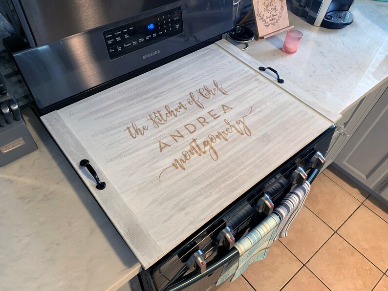 Personalized Stove Cover, Custom Noodle board, Chef Gift, Rustic shops Tray, Farmhouse Decor, House warming gift, Stove Cover --21173-TRAY-051