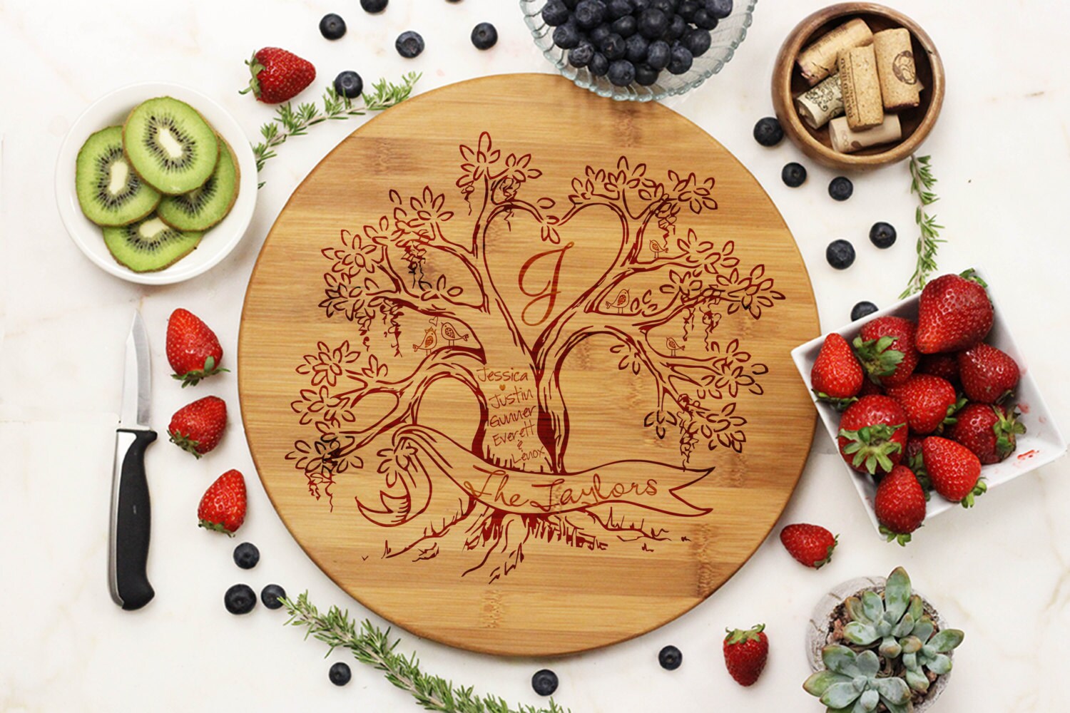 Custom Round Cutting Board Personalized Cutting Board Rustic Etsy