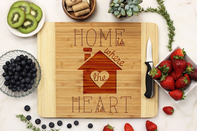Personalized Cutting board Housewarming Gift Custom Engraved White Oak wood First Home Kitchen Decor Newlywed Gift --21125-CUTB-004
