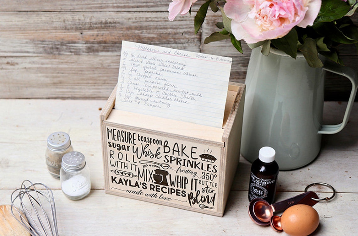 Custom Recipe Box Recipe Box Engraved Recipe Box Etsy