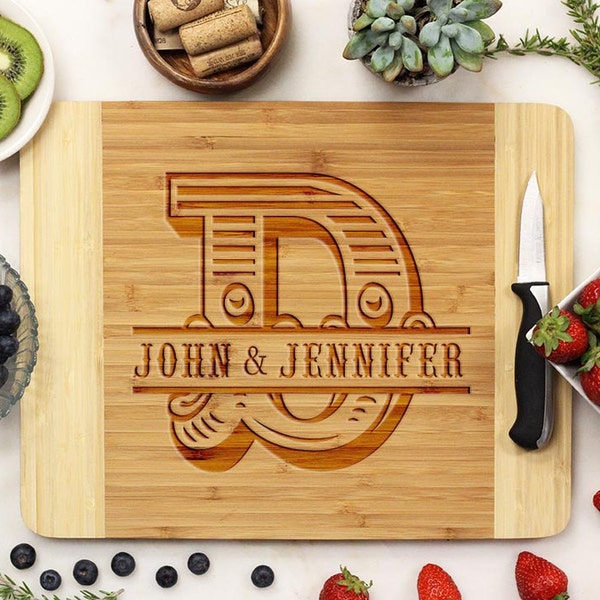 Western Monogrammed cutting board, Personalized Cutting board, Custom Engraved Bamboo Wood --21011-CUTB-001