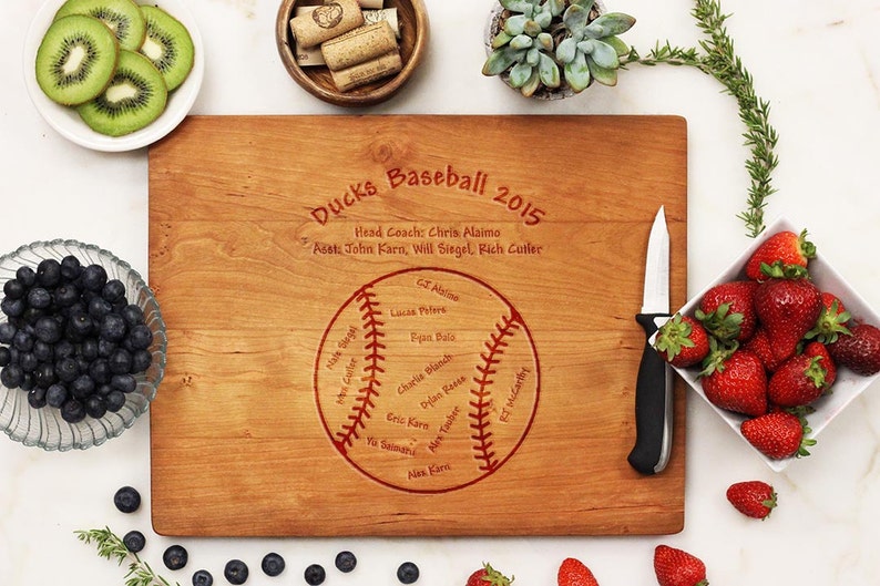 Baseball Cutting Board Engraved White Oak wood -21048-CUTB-004 Personalized Cutting board Baseball Coaches Gift