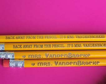 Set of 6 Teacher Pencils - Personalized Pencils, Custom Pencils, Engraved Pencils, Personalized Pencils for Kids, Cute girly pencils