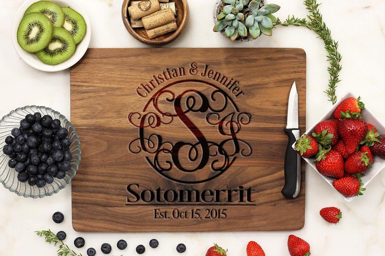 Cutting Board Walnut Wood 11 x 14 --22036-CUTB-002 Personalized Monogram Cutting Board Cute Monogram Custom Engraved Cutting Board