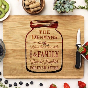 Mason jar Cutting Board, Personalized Cutting board, Custom Engraved Bamboo Wood 21028-CUTB-001 image 4