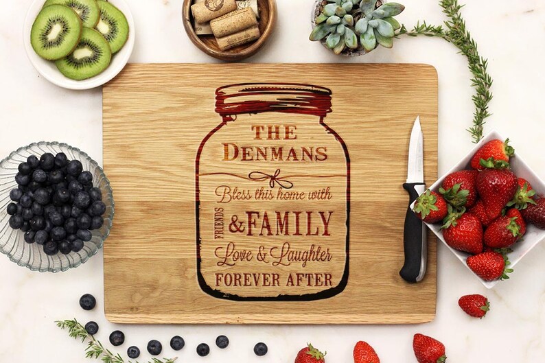 Mason jar Cutting Board, Personalized Cutting board, Custom Engraved Bamboo Wood 21028-CUTB-001 image 4