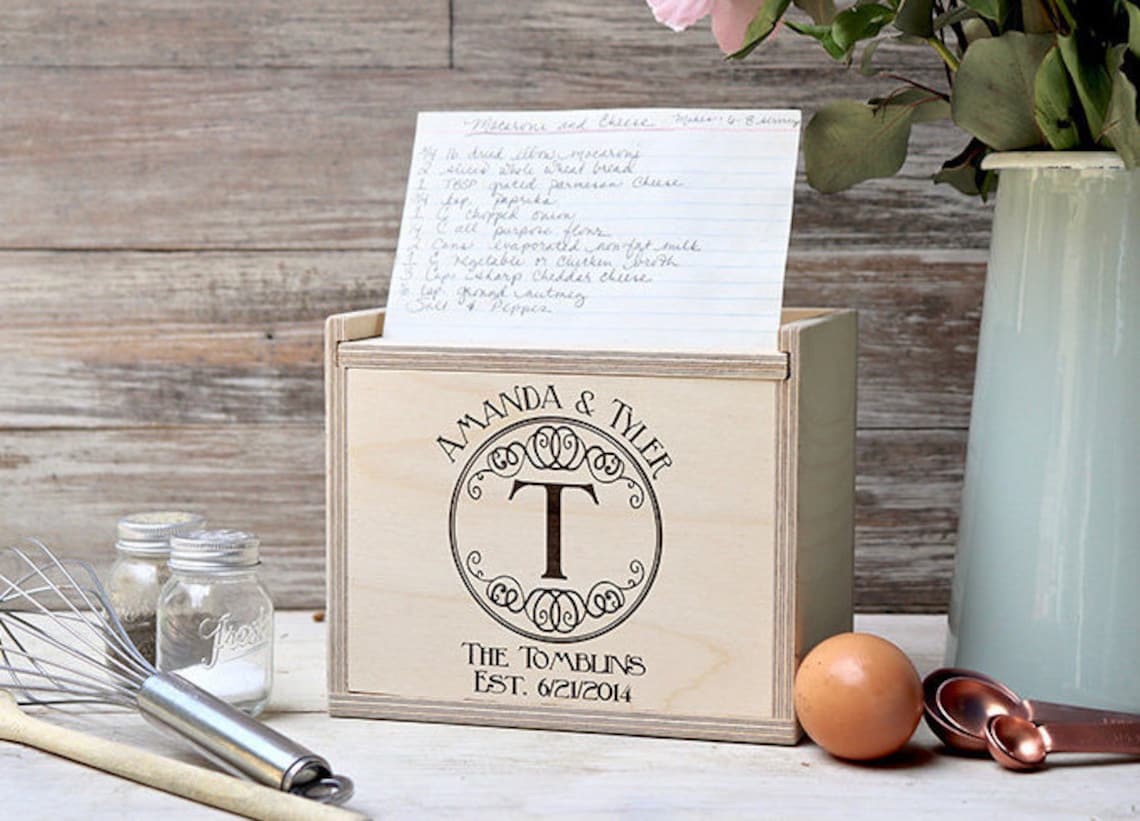 Recipe Box Custom Recipe Box Wedding gift Wooden Recipe Etsy