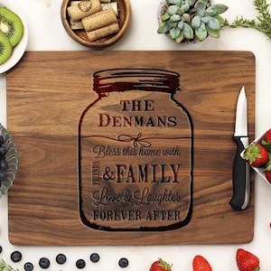 Mason jar Cutting Board, Personalized Cutting board, Custom Engraved Bamboo Wood 21028-CUTB-001 image 2