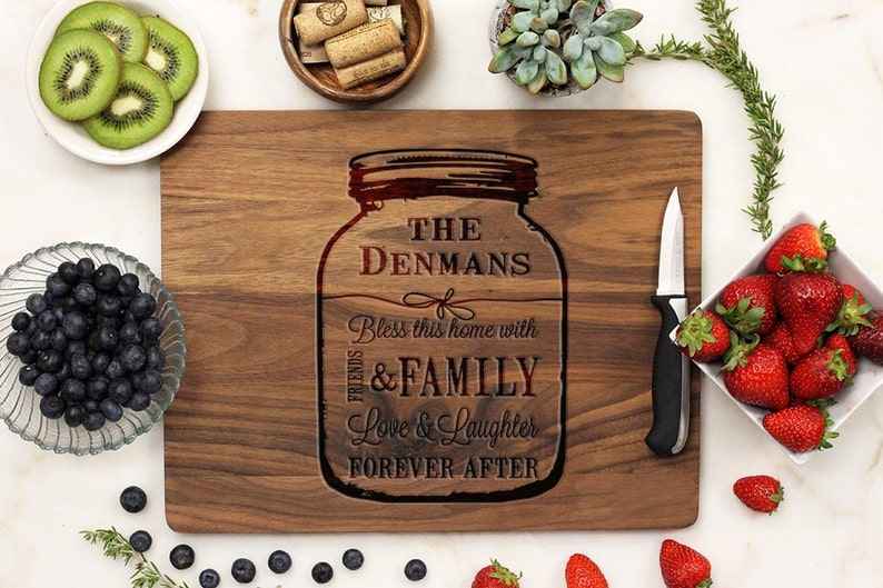 Mason jar Cutting Board, Personalized Cutting board, Custom Engraved Bamboo Wood 21028-CUTB-001 image 2