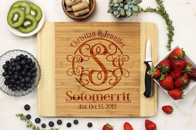 Cutting Board Walnut Wood 11 x 14 --22036-CUTB-002 Personalized Monogram Cutting Board Cute Monogram Custom Engraved Cutting Board