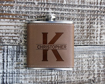 Personalized Leatherette Flask, Customized  Engraved Flask, Flask, Groomsmen Gift, Wedding,  Custom Flask, Engraved Flask --30035-FL01-033