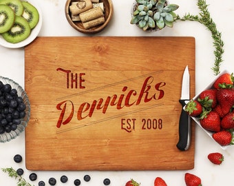 Personalized Cutting board, Custom Engraved Cherry wood, Kitchen Decor, Family Name Board, Housewarming Gift --21118-CUTB-003