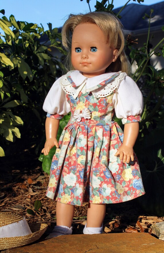 Gotz Play Doll 1995 Signed By The Artist Lauren Blonde Hair Blue Eyes 18 In Tall Original Courduroy Dress And Adorable Sailor Outfit - 