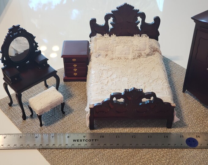 1 Inch Miniatures Dollhouse Miniature 1 Inch Scale Town Hall Mahogany Stain 7 Piece ...
