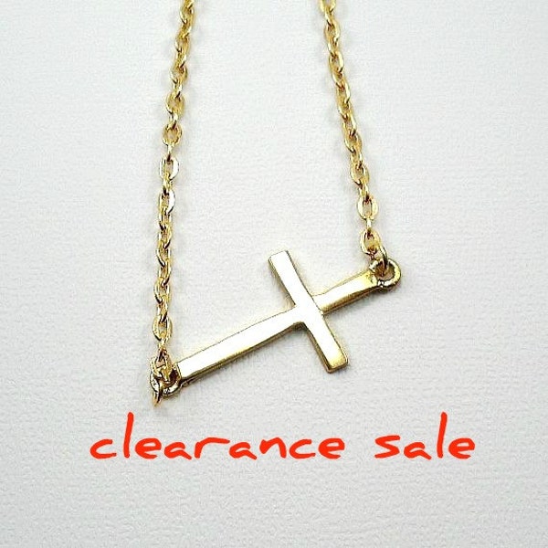 Sideways Cross Necklace, Gold Sideways Cross Necklace, Cross Sideways Necklace,Cross Lariat Necklace, Gold Lariat Necklace