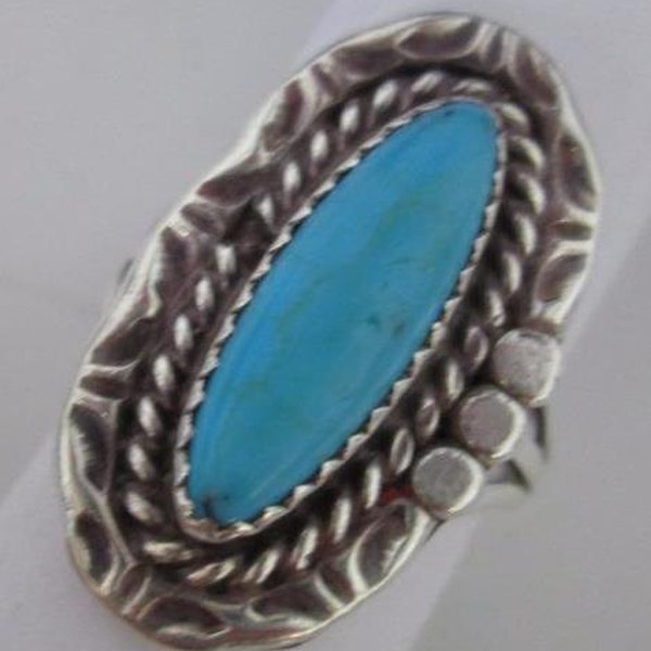 Sleeping beauty turquoise and sterling ring, size 7