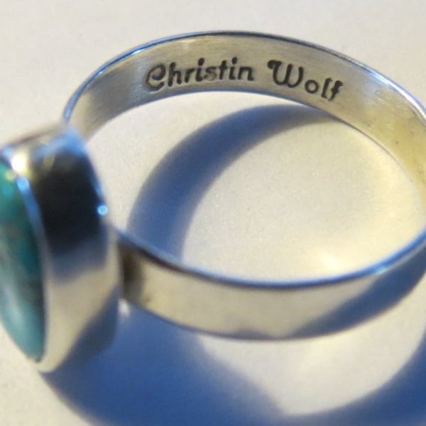 RARE ORIGINAL Christin Wolf Stone Mountain Turquoise Ring Size 6.5