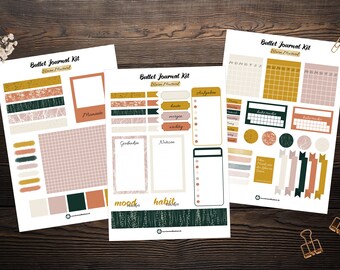 Bullet Journal Printable Kit "Warm Mustard" zum Ausdrucken (deutsch)