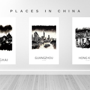3er Set Tuschezeichnung Drucke, orientalische Orte, 11&quot;x17&quot; Poster, druckbare moderne Wandkunst, Sofort Download Dekor, Stadt, Stadt, DIY Geschenk,