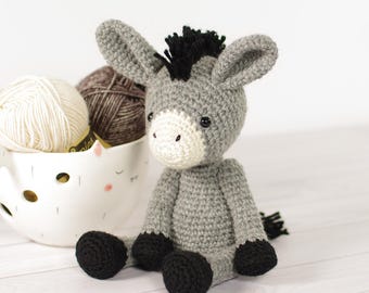 Donkey Crochet Pattern - Amigurumi Stuffed Farm Animal Pattern and Tutorial (PDF in English)