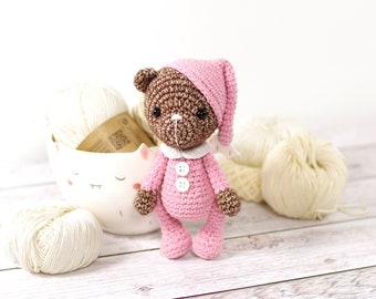 CROCHET PATTERN: Small Sleepy Teddy Bear in Pajamas