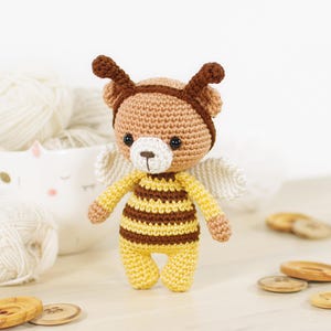 Bear Crochet Pattern - Amigurumi Teddy Bear in a Bee Costume (PDF in English)