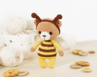 Bear Crochet Pattern - Amigurumi Teddy Bear in a Bee Costume (PDF in English)