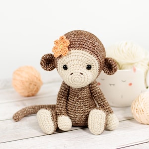 Amigurumi Monkey Crochet Pattern - DIY Stuffed Animal Tutorial with Step-by-Step Photos (PDF in English)