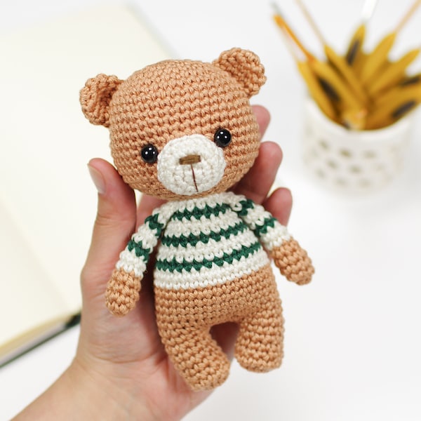 Amigurumi Bear Crochet Pattern - Little Teddy Bear in a Stripy Sweater - Amigurumi Bear Pattern and Tutorial with Step-by-Step Photos