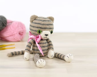 CROCHET PATTERN: Stripy Amigurumi Cat