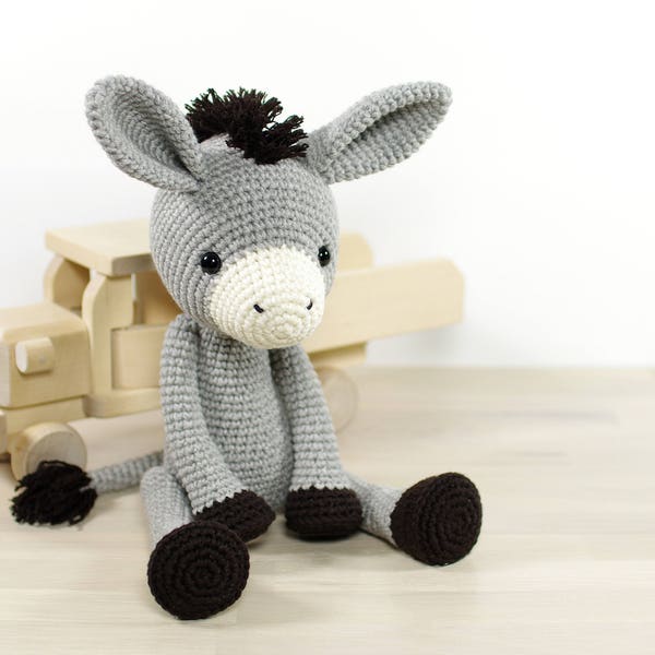 CROCHET PATTERN: Amigurumi Donkey with Moving Arms and Legs