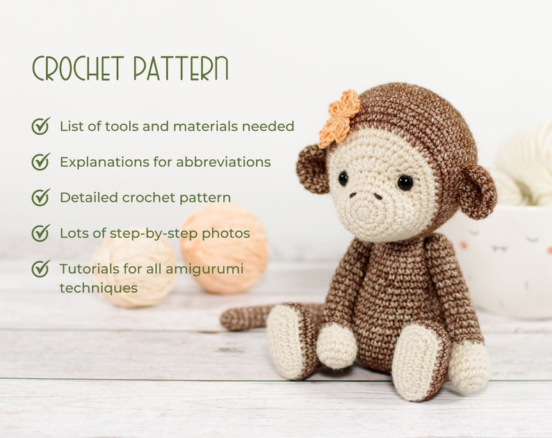 Amigurumi Monkey Crochet Pattern Cute Monkey Pattern and Tutorial with Photos image 8