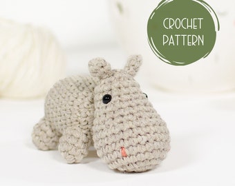 Small Amigurumi Hippo Crochet Pattern - Printable PDF with Step-by-Step Photos