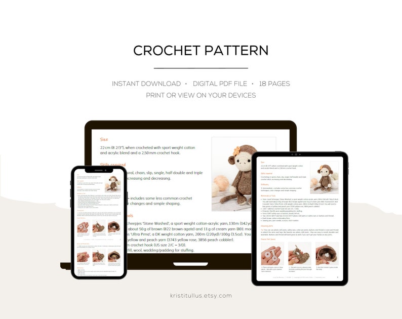 Amigurumi Monkey Crochet Pattern Cute Monkey Pattern and Tutorial with Photos image 10