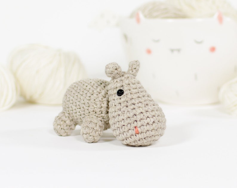 Hippo Crochet Pattern Tiny Amigurumi Stuffed Animal Crochet Pattern and