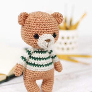 Crochet Pattern Little Amigurumi Teddy Bear in a Stripy Sweater image 4