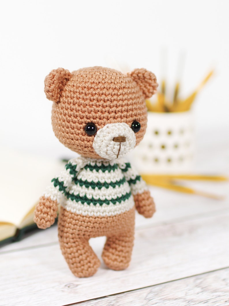 Crochet Pattern Little Amigurumi Teddy Bear in a Stripy Sweater image 4