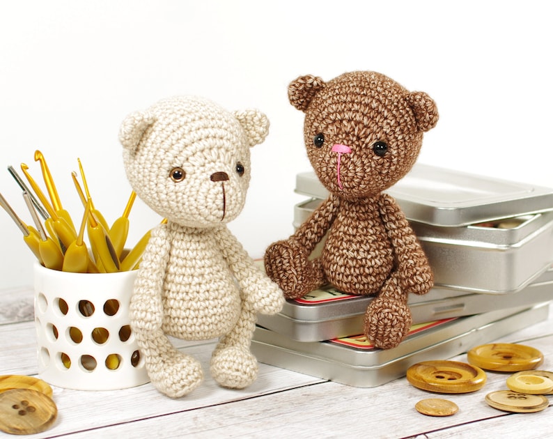 Crochet Pattern Small Teddy Bear With Moving Arms and Legs Etsy
