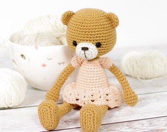 Teddy Bear Crochet Pattern - Amigurumi Pattern and Tutorial with Photos - Teddy Bear in a Dress