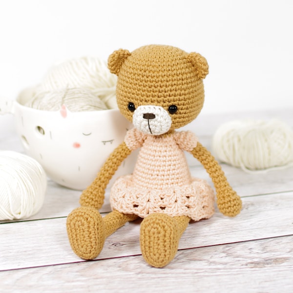 Teddy Bear Crochet Pattern - Amigurumi Pattern and Tutorial with Photos - Teddy Bear in a Dress