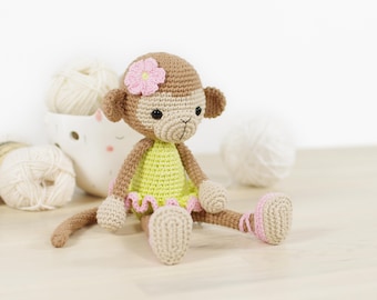 Ballerina Monkey Crochet Pattern - Amigurumi Stuffed Animal Tutorial (PDF in English)