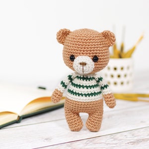 Crochet Pattern Little Amigurumi Teddy Bear in a Stripy Sweater image 5
