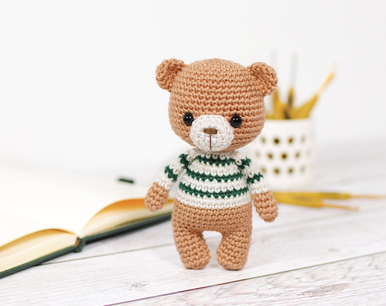 Crochet Pattern Little Amigurumi Teddy Bear in a Stripy Sweater image 5