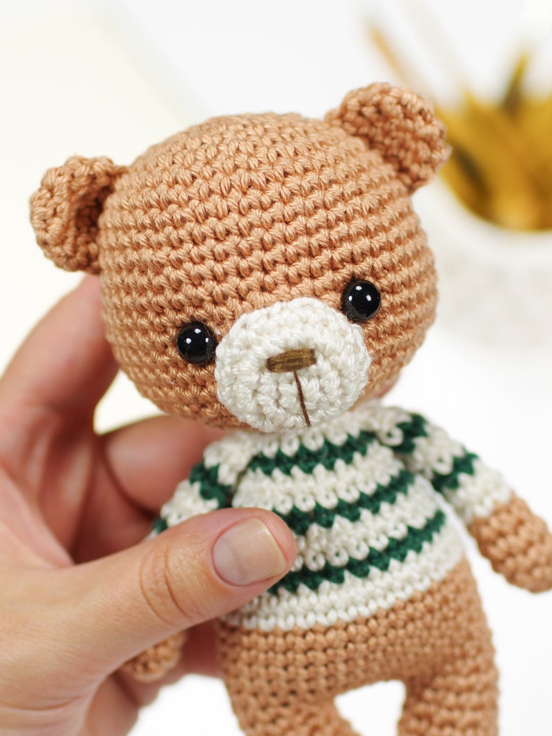 Crochet Pattern Little Amigurumi Teddy Bear in a Stripy Sweater image 8