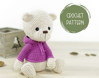 Crochet Teddy Bear Pattern - Amigurumi Bear in a Hoodie - Amigurumi Crochet Pattern and Tutorial with Step-by-Step Photos