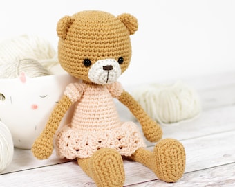 Teddy Bear Crochet Pattern - Amigurumi Stuffed Animal Tutorial for Beginners