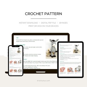 CROCHET PATTERN: Amigurumi Donkey with Moving Arms and Legs image 7