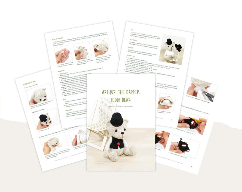 Crochet Bear Pattern - Amigurumi Teddy Bear Pattern and Tutorial - DIY Stuffed Animal image 7