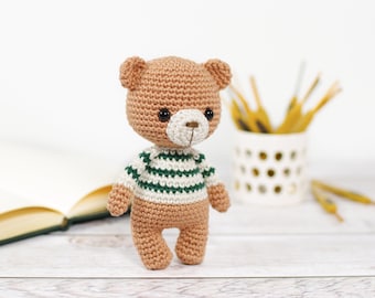 Crochet Pattern - Little Amigurumi Teddy Bear in a Stripy Sweater